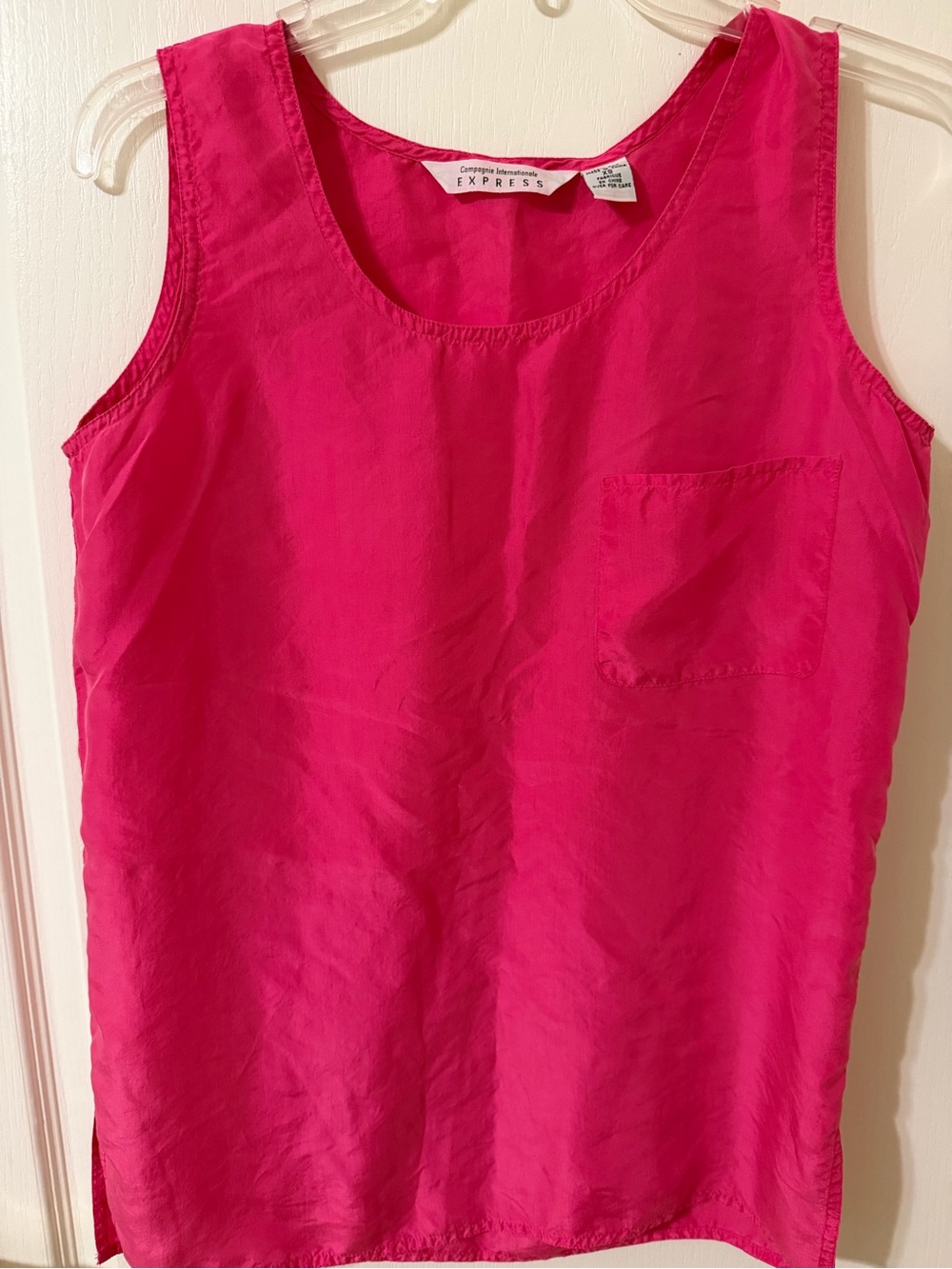 Express 100% Silk Hot Pink Sleeveless Tank Top XS.